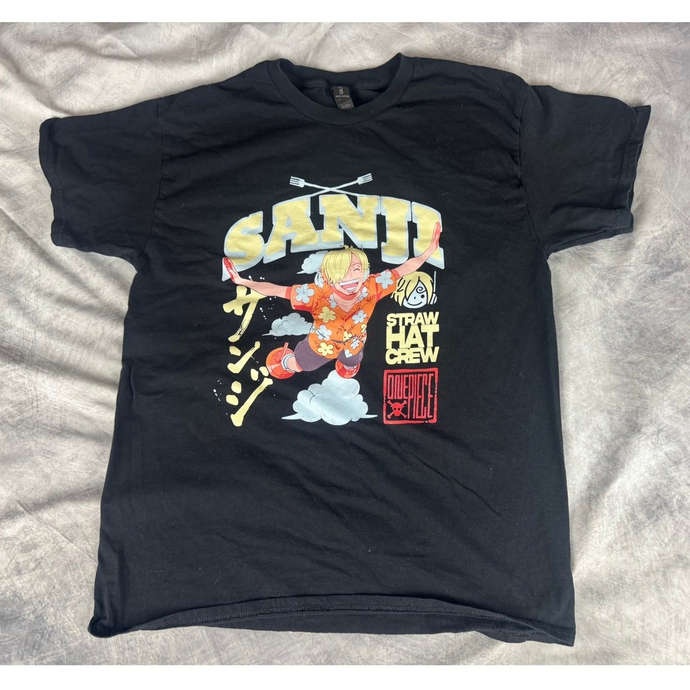 One Piece Sanji Straw Hat Crew Anime Graphic T-Shirt Black Mens Large Gildan